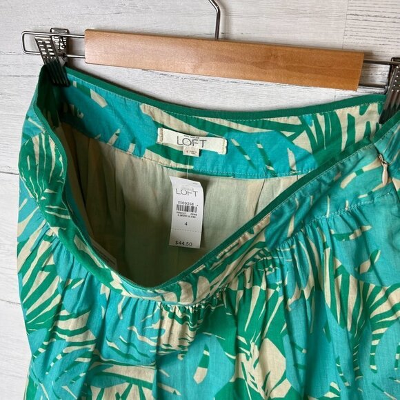 Ann Taylor Loft Skirt Womens SZ 4 Tropical Foliage A Line Palm Print Mini Aloha - Picture 13 of 16